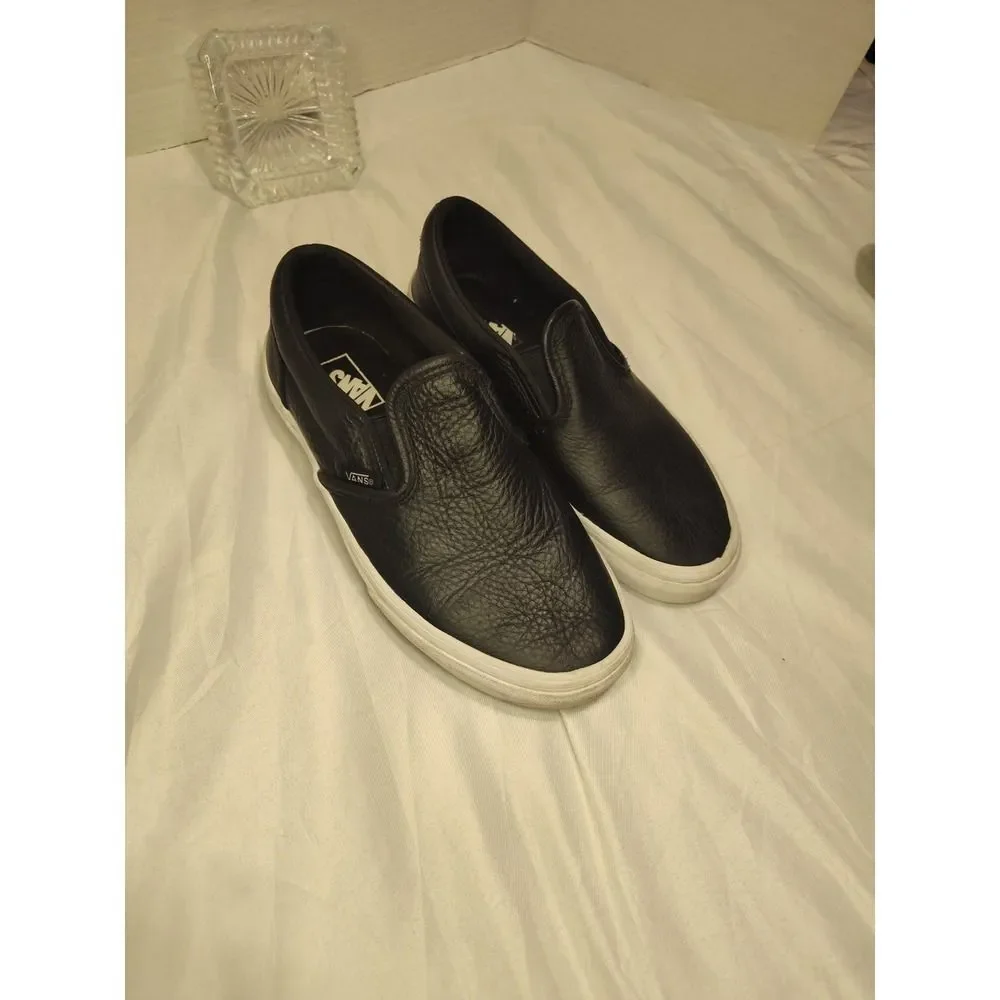 VANS Black Slip On US Kids Size 4- Skateboard Sneakers Off The Wall